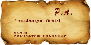 Pressburger Arvid névjegykártya